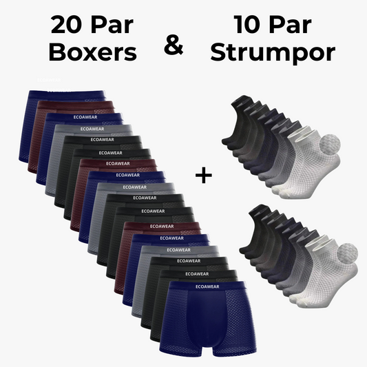 ECOAWEAR Megapack – 20 Boxershorts &amp; 10 Paar Socken