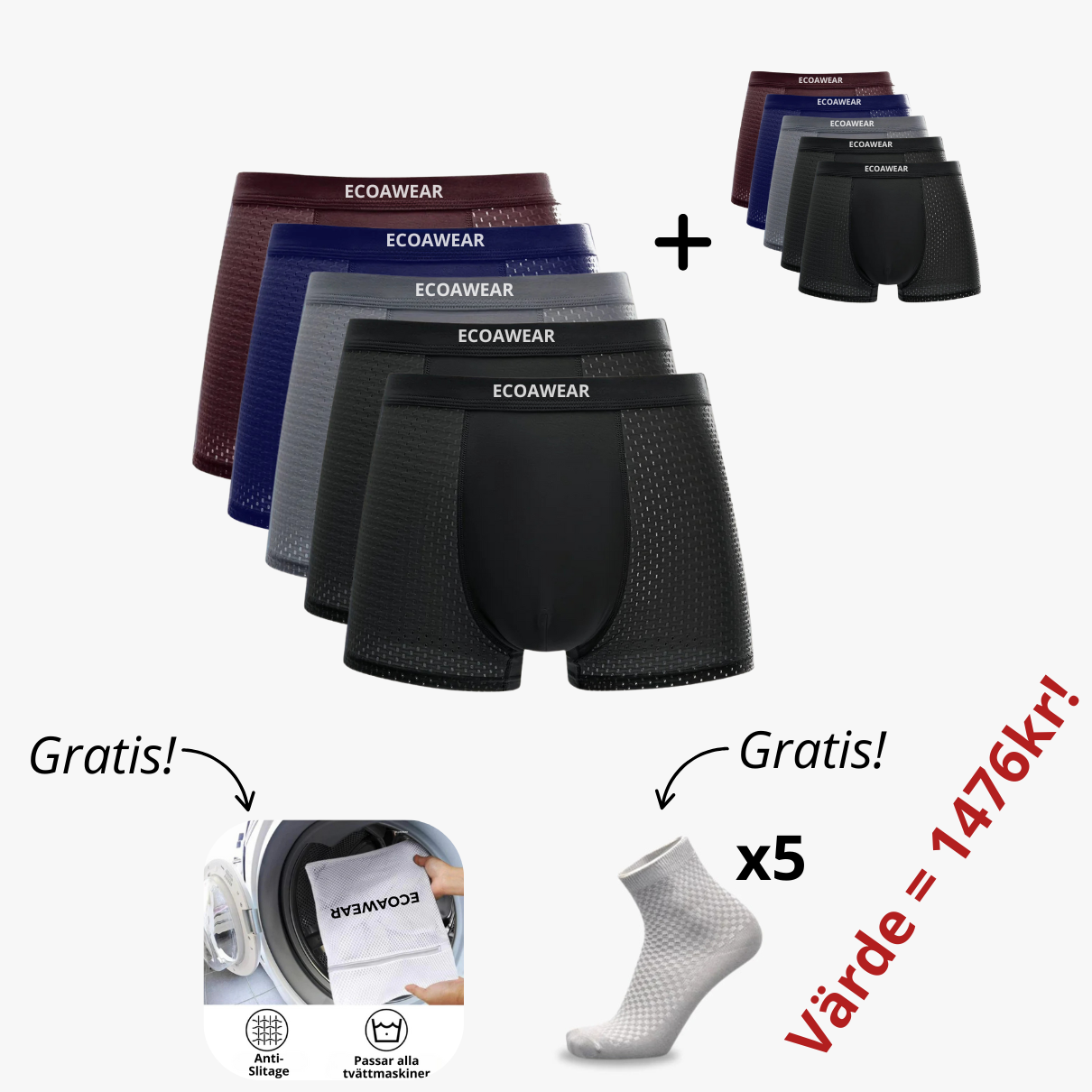 ECOAWEAR® Bambus-Boxershorts, 5er-Pack | 5 extra GRATIS dazu (+2 Geschenke)